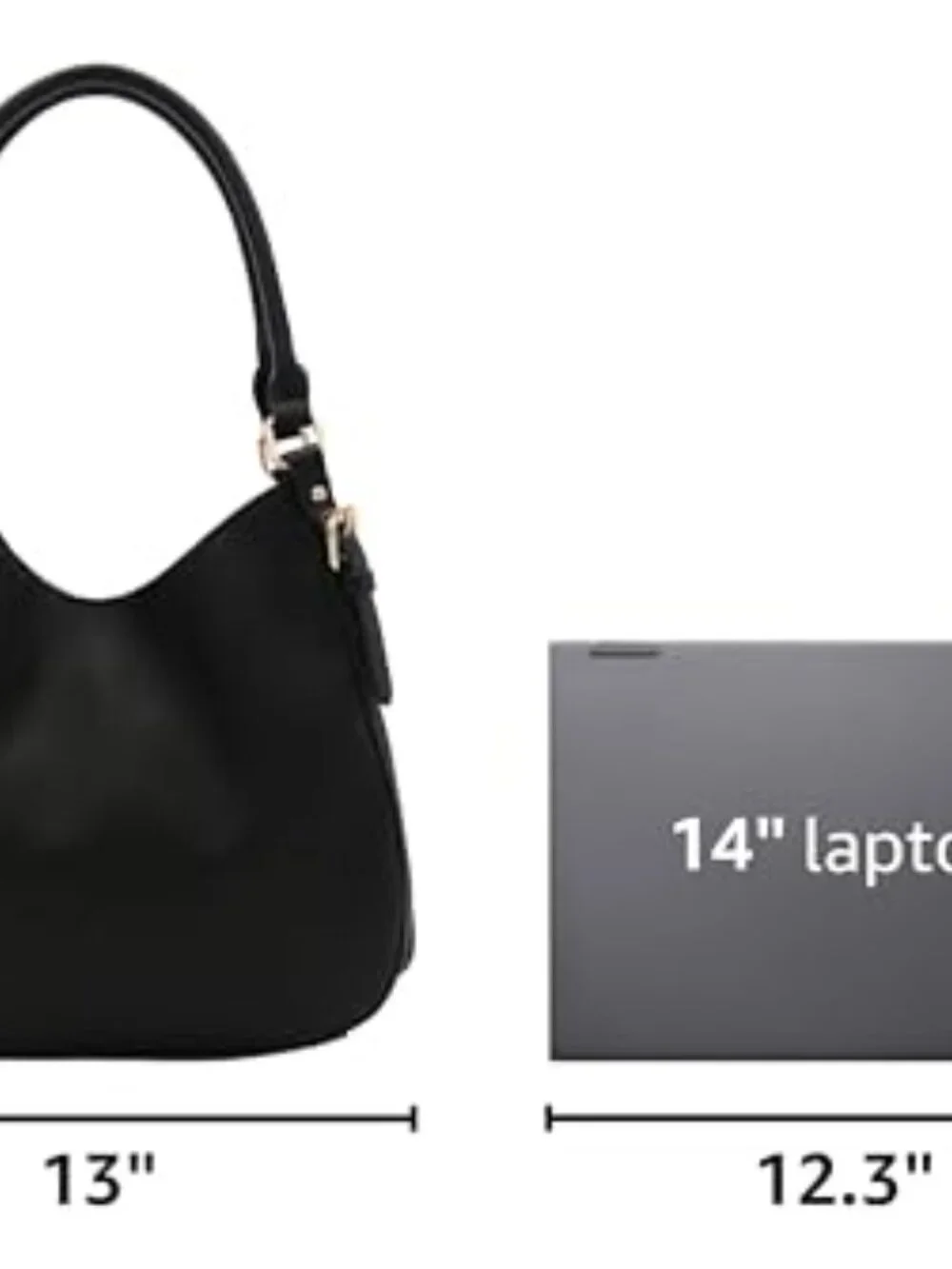 Lightweight Faux Leather 3-Compartment Medium Hobo Bag with Zipper and Magnetic